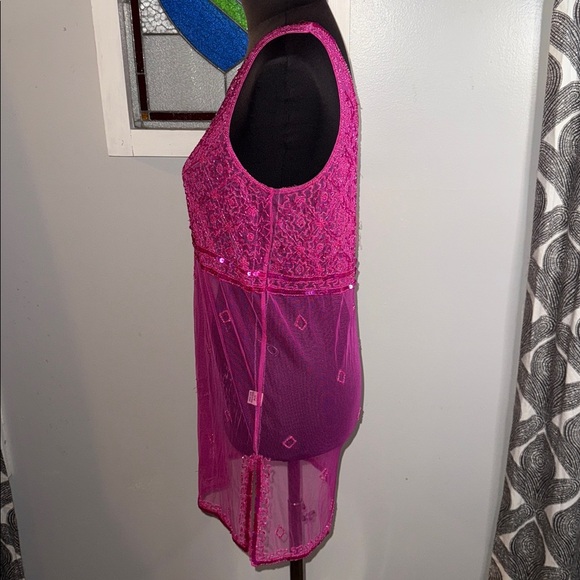 Becca by Rebecca V Sleeveless Nylon Mesh Beaded Tunic Top SZ S/M - Picture 5 of 12